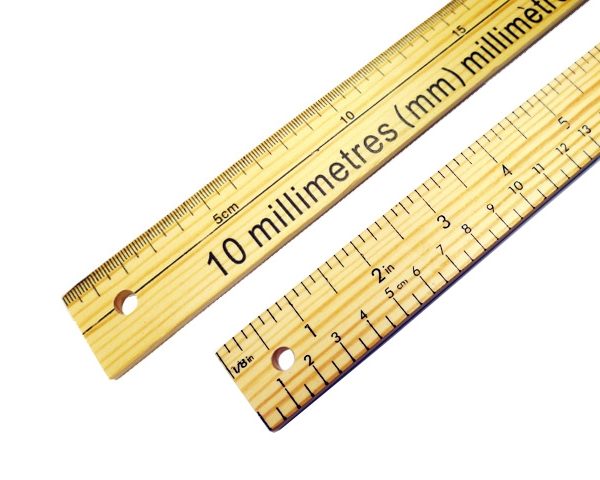 Double Sided Dual Marked Wooden Metre Rule